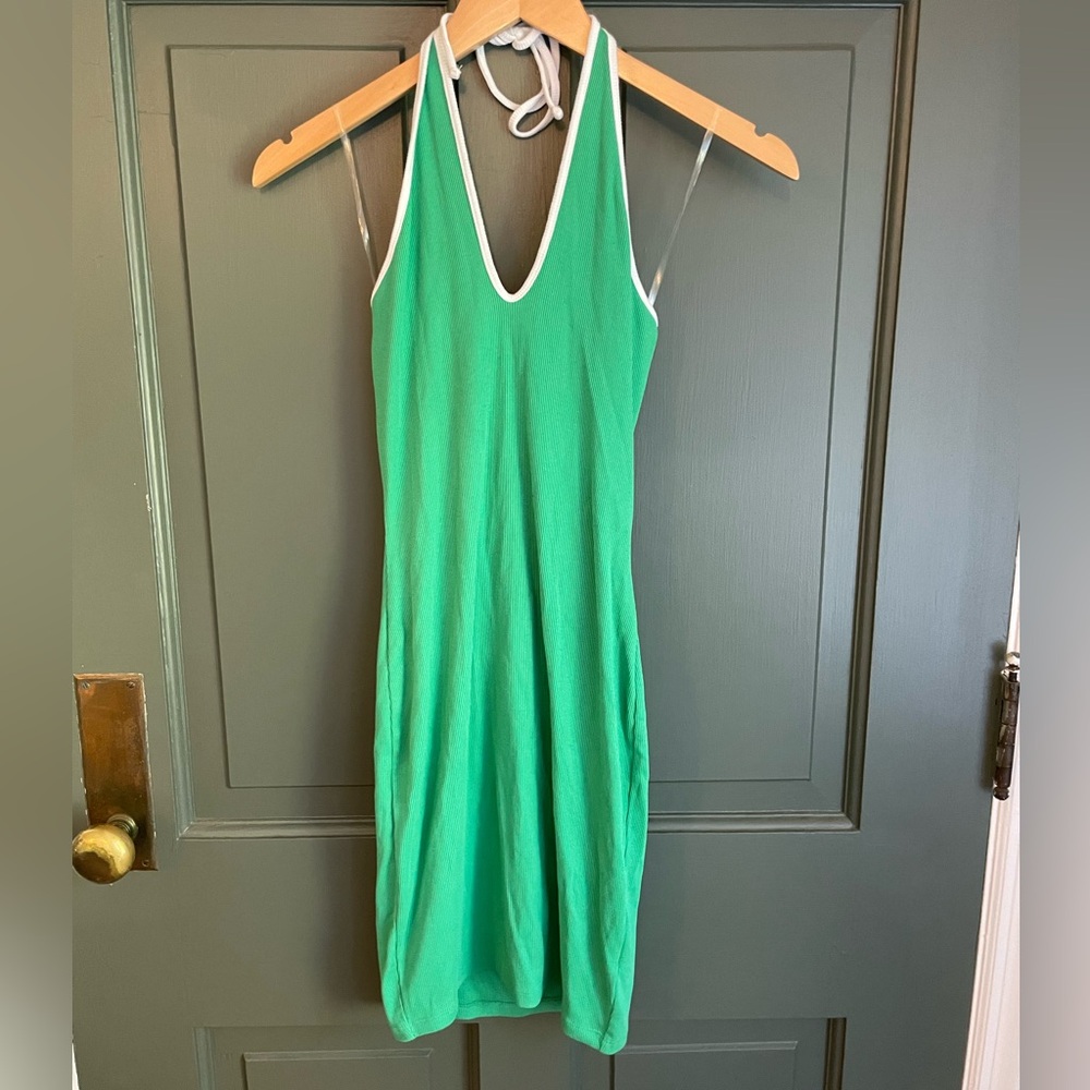 Green halter tennis dress